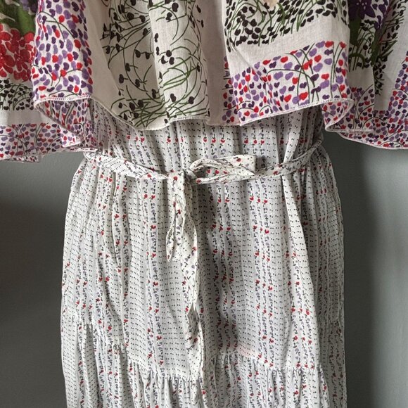 Maurice Antaya Intuition Floral Dress Small '80's Off-Shoulder Maxi Small - Picture 5 of 9